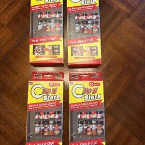 Clip N Store Cabinet/ Kitchen/Spice/Bath Organizer AS SEEN ON TV- Set of 4- New